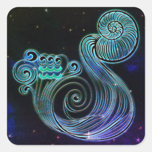 Aquarius der Wasserträger Zodiac-Aufkleber Quadratischer Aufkleber