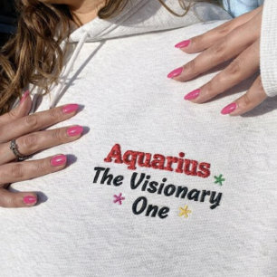 Aquarius einzigartiger Hoodie bestickt Geschenk Bestickter Hoodie