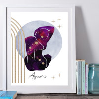 Aquarius Feminine Zodiac Lila Design