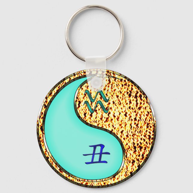 Aquarius & Feuer Ox Schlüsselanhänger (Vorderseite)