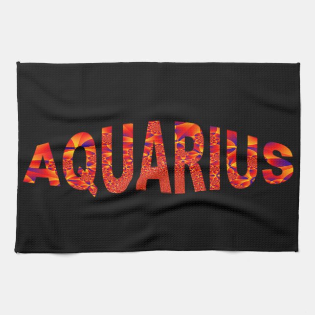 Aquarius - Firey Orange Yellow Blue Geschirrtuch (Horizontal)