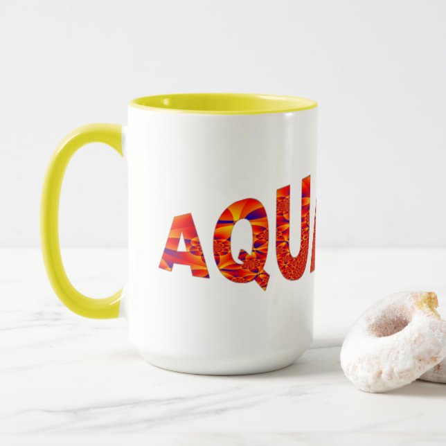 Aquarius - Firey Orange Yellow Blue Tasse (Mit Donut)