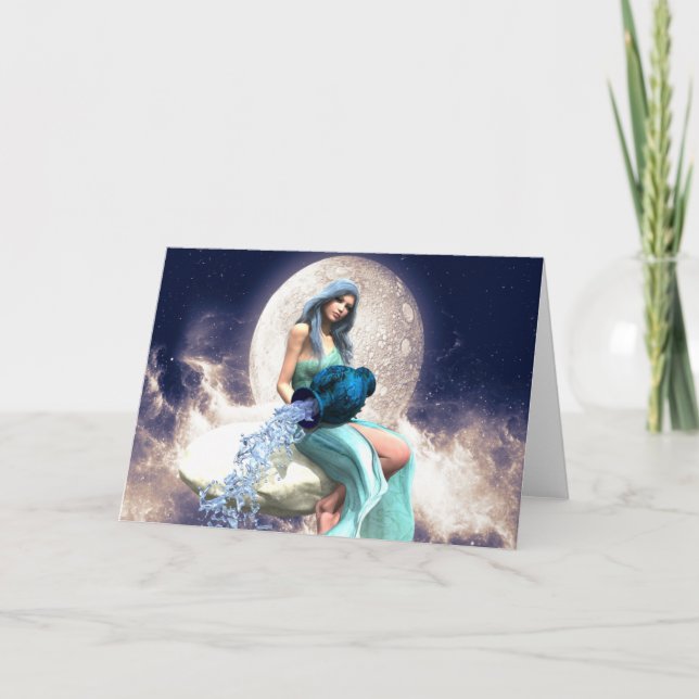 Aquarius - Frauen gießen Wasser aus einem Jug Karte (Vorderseite)