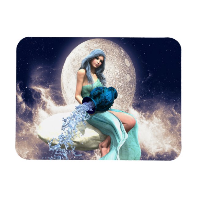 Aquarius - Frauen gießen Wasser aus einem Jug Magnet (Horizontal)