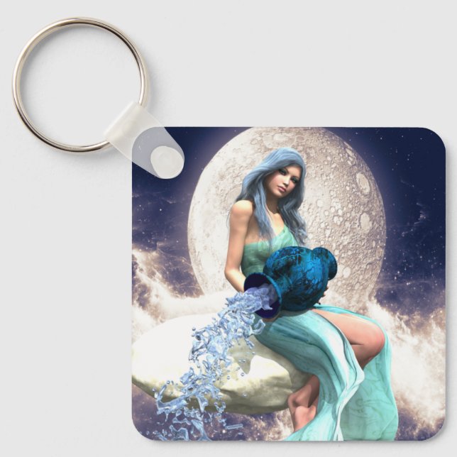 Aquarius - Frauen gießen Wasser aus einem Jug Schlüsselanhänger (Vorderseite)