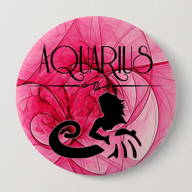 Aquarius für die Lady Zodiac in Pink Button (Vorderseite)