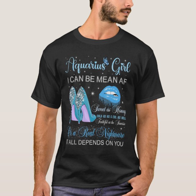 Aquarius Girl Birthday High Heels Drilling Lips Bu T-Shirt (Vorderseite)