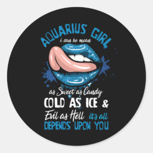 Aquarius Girl Zodiac Horoscope Runder Aufkleber