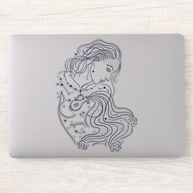 Aquarius Girl Zodiac Sign Aufkleber (Computer)