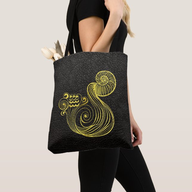Aquarius-Gold auf Leder Tasche (Von Nahem)