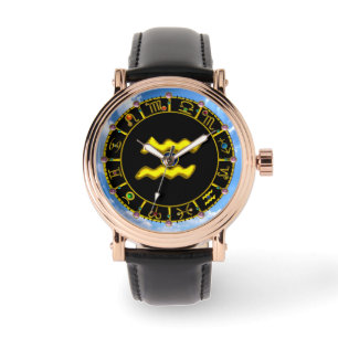 AQUARIUS GOLD ZODIAC BIRTHDAY JEWEL ARMBANDUHR