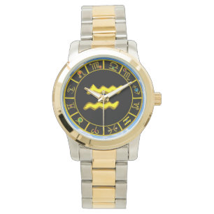 AQUARIUS GOLD ZODIAC BIRTHDAY JEWEL ARMBANDUHR
