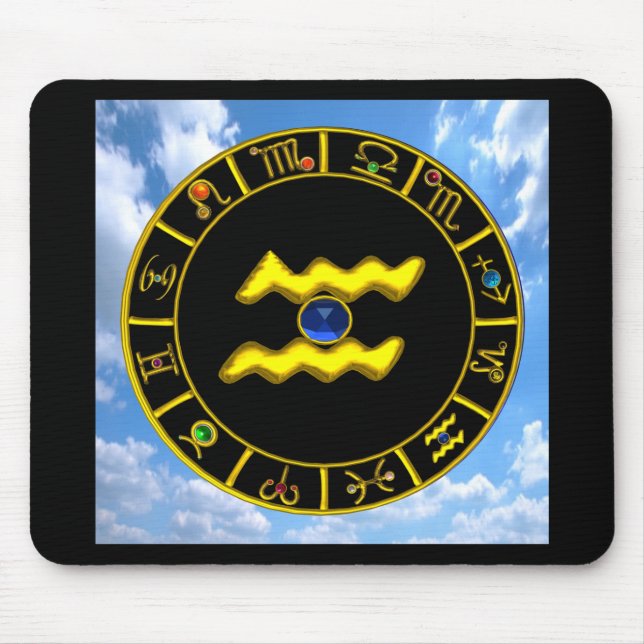 AQUARIUS / GOLD ZODIAC BIRTHDAY JEWEL MOUSEPAD (Vorne)
