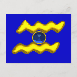 AQUARIUS / GOLD ZODIAC BIRTHDAY JEWEL POSTKARTE