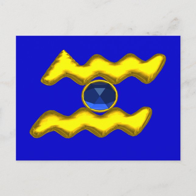 AQUARIUS / GOLD ZODIAC BIRTHDAY JEWEL POSTKARTE (Vorderseite)