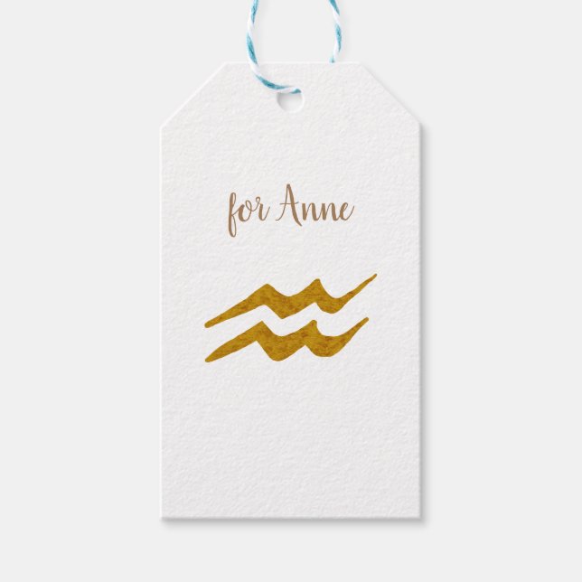 Aquarius Golden Astrologie Zeichen Geschenkanhänger (Vorderseite)