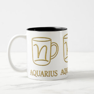 Aquarius Golden Zodiac Design Tasse