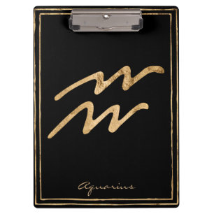 Aquarius Hammergoldstilisiertes Astrologie-Symbol Klemmbrett