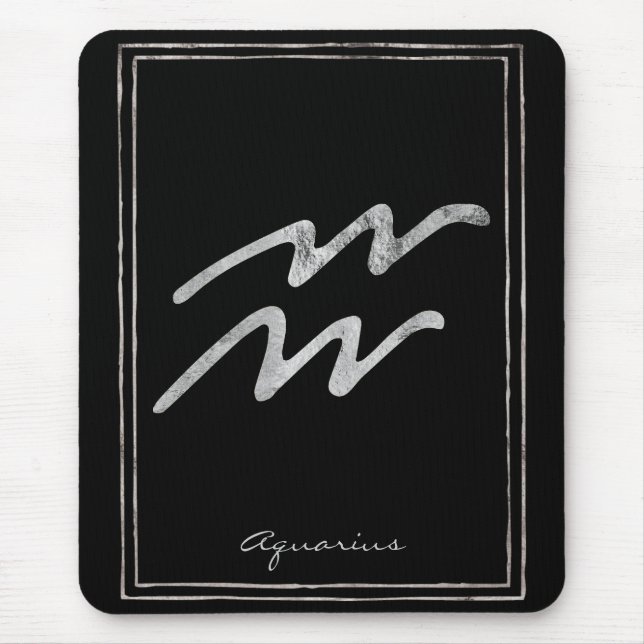 Aquarius Hammersilber stilisierte Astrologie-Symbo Mousepad (Vorne)