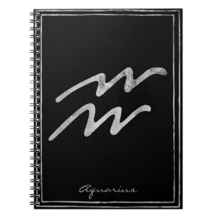 Aquarius Hammersilber stilisierte Astrologie-Symbo Notizblock