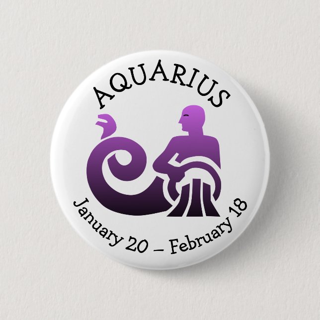 Aquarius Horoskop Astrologie Zodiac-Zeichen Button (Vorderseite)