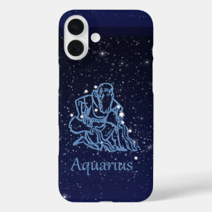 Aquarius Konstellation und Sternzeichen mit Sterne iPhone 16 Plus Hülle