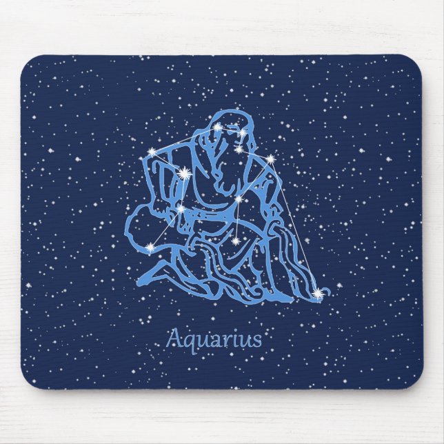 Aquarius Konstellation und Sternzeichen mit Sterne Mousepad (Vorne)
