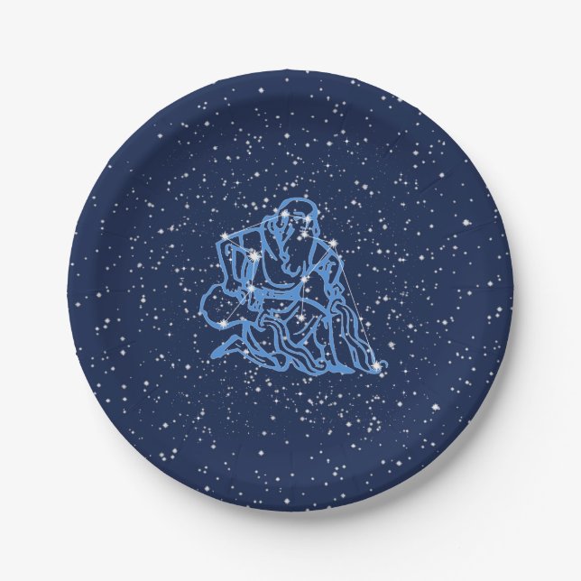 Aquarius Konstellation und Sternzeichen mit Sterne Pappteller (Vorderseite)