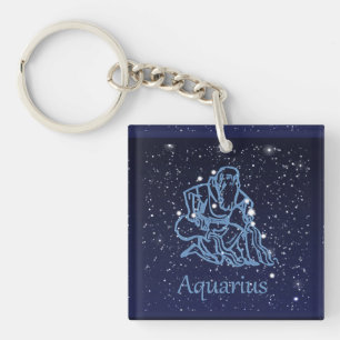 Aquarius Konstellation und Sternzeichen mit Sterne Schlüsselanhänger