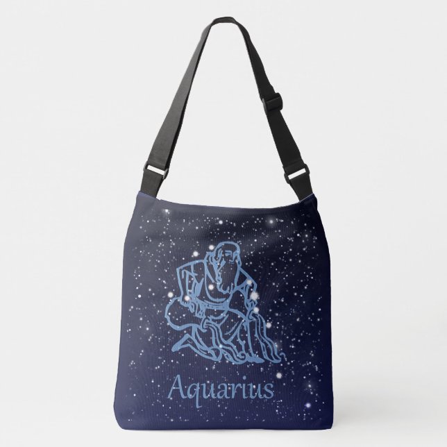 Aquarius Konstellation und Sternzeichen mit Sterne Tragetaschen Mit Langen Trägern (Vorderseite)