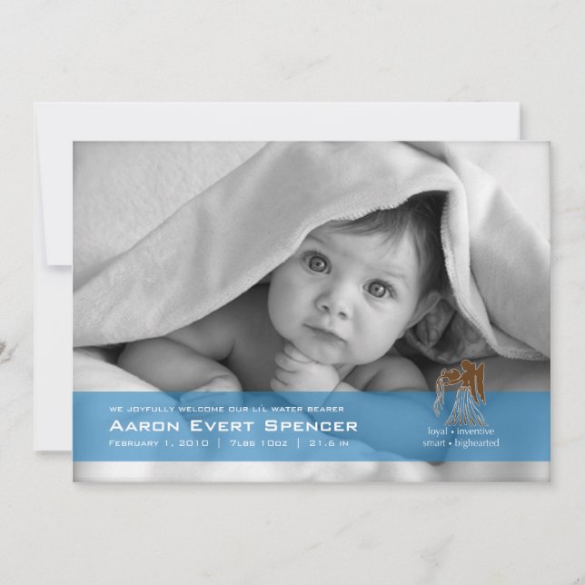 Aquarius le porteur d'eau Faire-part de naissance  (Devant)