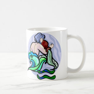 Aquarius-Malerei im Stil der 70er Jahre mit Symbol Kaffeetasse