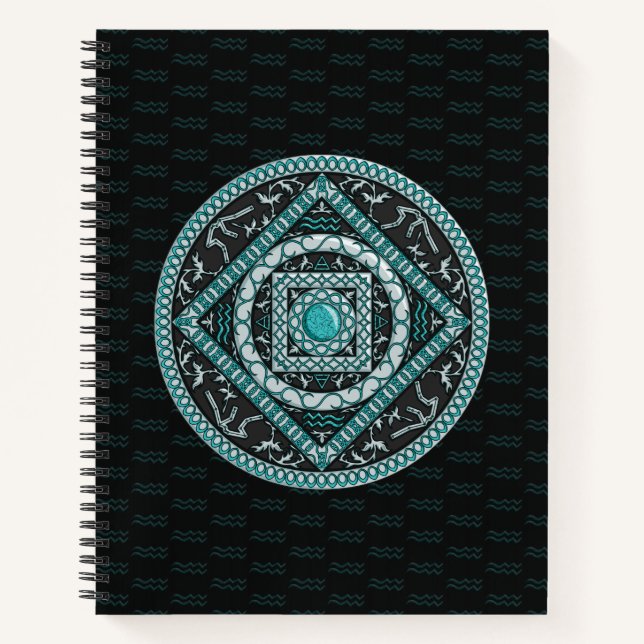 Aquarius Mandala Spiral Notebook Notizbuch (Vorderseite)