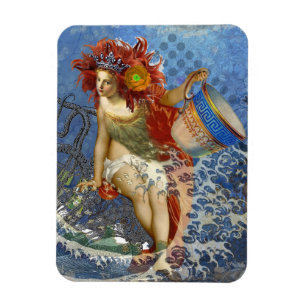 Aquarius Meerjungfrau Gothic Blau Kunst Magnet