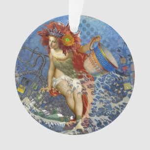 Aquarius Meerjungfrau Gothic Blau Kunst Ornament