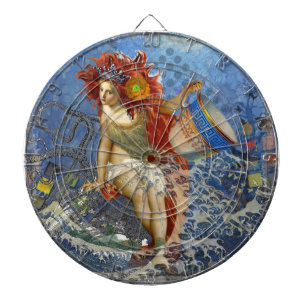 Aquarius Meerjungfrau Gothic Blaue Kunst Dartscheibe