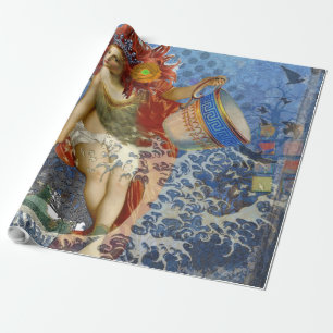 Aquarius Meerjungfrau Gothic Blaue Kunst Geschenkpapier