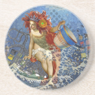 Aquarius Meerjungfrau Gothic Blaue Kunst Getränkeuntersetzer