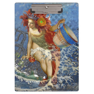 Aquarius Meerjungfrau Gothic Blaue Kunst Klemmbrett