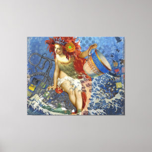 Aquarius Meerjungfrau Gothic Blaue Kunst Leinwanddruck