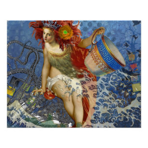 Aquarius Meerjungfrau Gothic Blaue Kunst Poster