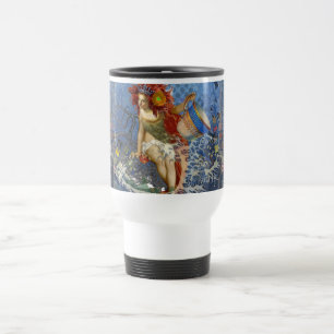 Aquarius Meerjungfrau Gothic Blaue Kunst Reisebecher