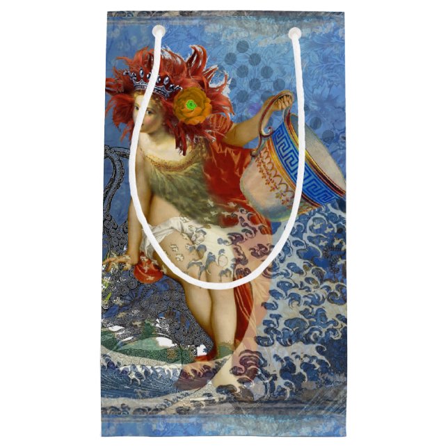 Aquarius Mermaid Gothic Blue Art Kleine Geschenktüte (Vorderseite)