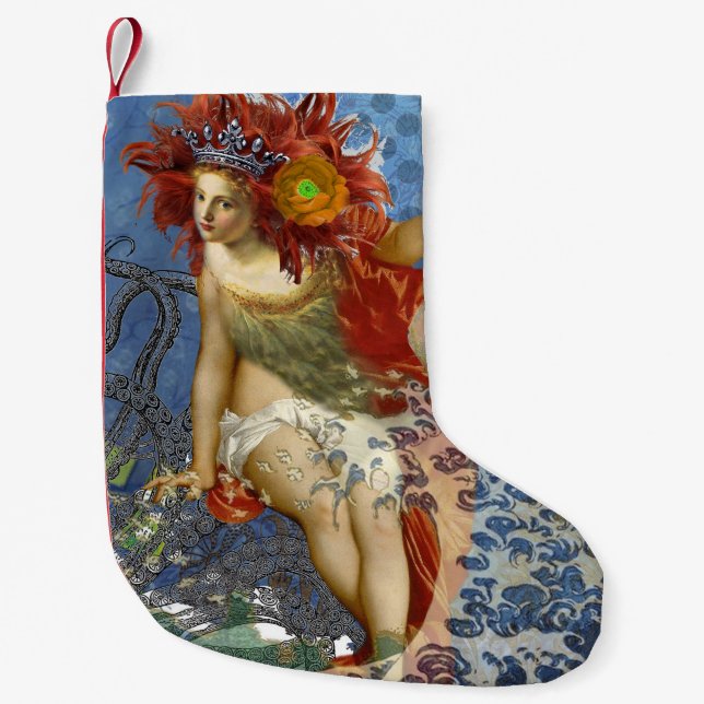 Aquarius Mermaid Gothic Blue Art Kleiner Weihnachtsstrumpf (Vorderseite)