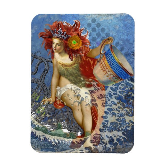 Aquarius Mermaid Gothic Blue Art Magnet (Vertikal)