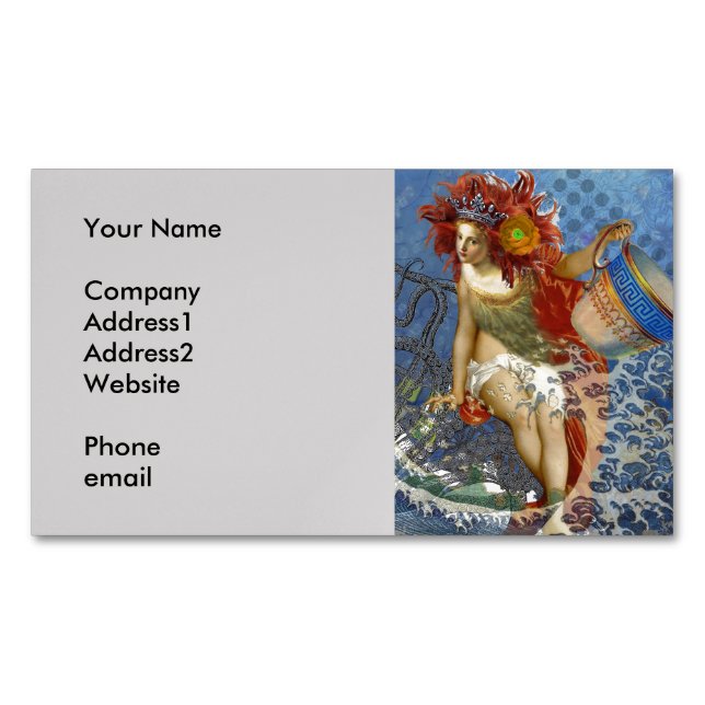 Aquarius Mermaid Gothic Blue Art Magnetische Visitenkarte (Vorderseite)