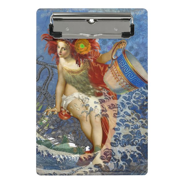 Aquarius Mermaid Gothic Blue Art Mini Klemmbrett (Vorderseite)