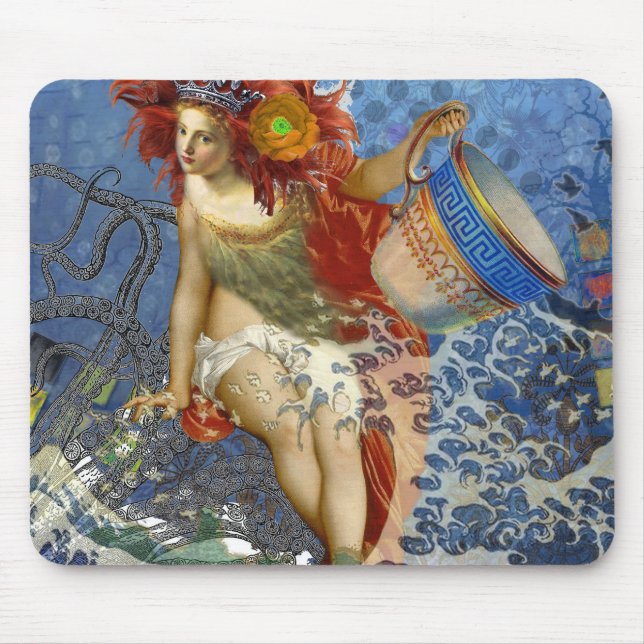 Aquarius Mermaid Gothic Blue Art Mousepad (Vorne)