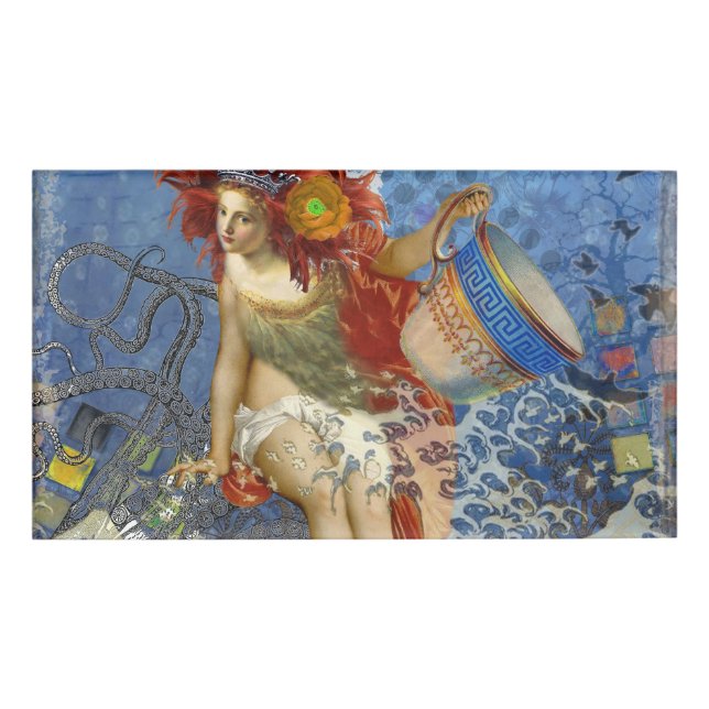 Aquarius Mermaid Gothic Blue Art Namenschild (Vorderseite)
