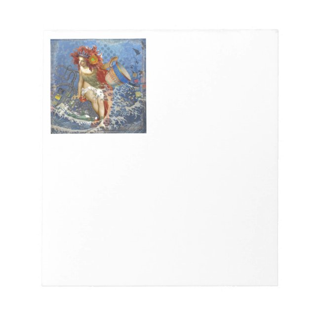 Aquarius Mermaid Gothic Blue Art Notizblock (Vorderseite)